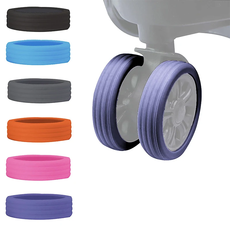 

Luggage Wheels Protector Cover Silicone Trolley Case Silent Caster Sleeve Universal Reduce Noise For Travel Suitcase Access