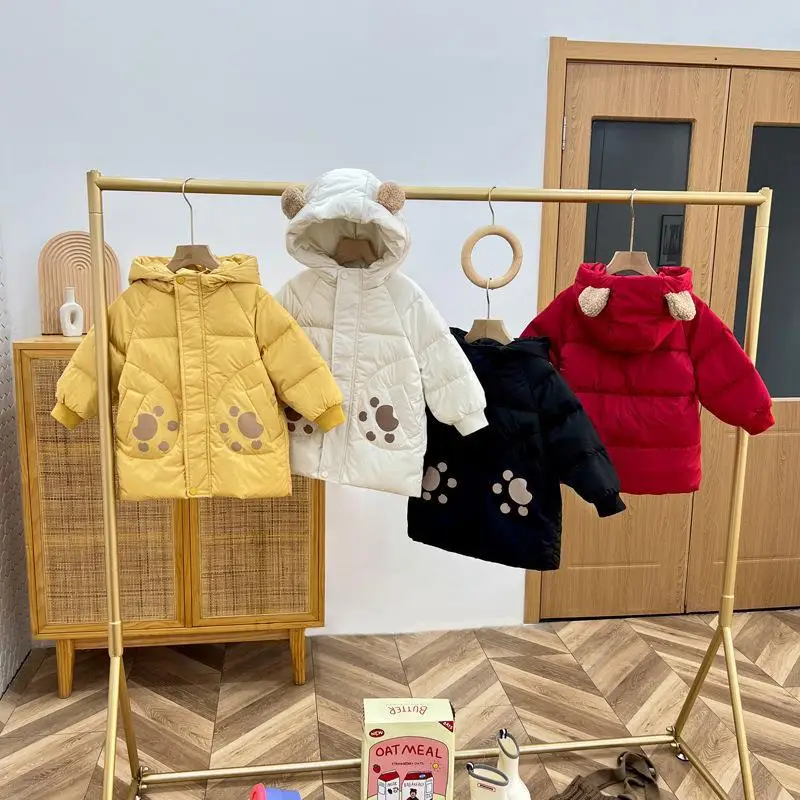 

New Children Down Coat Girls Cute Casual Warm Down Jacket Boys Thickened Cotton Clothes with Ears Kids Clothes Winter