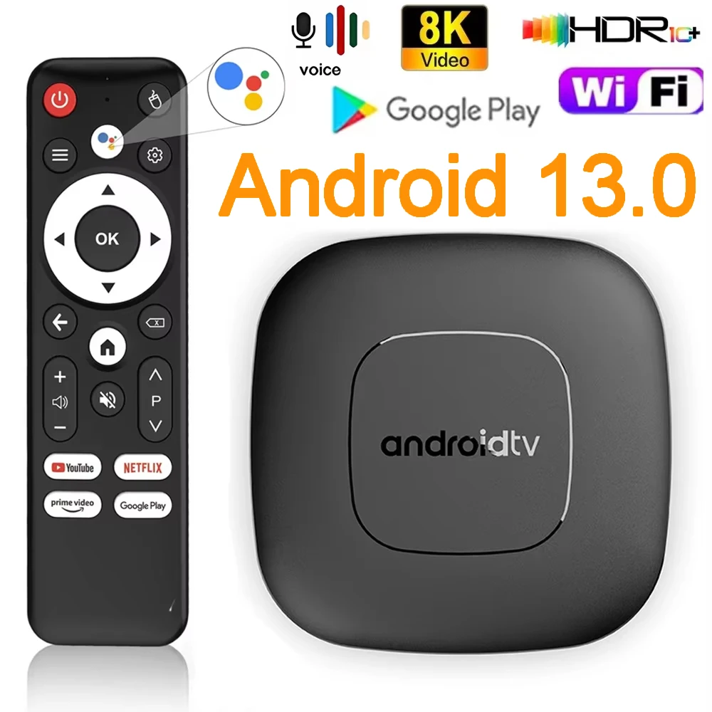 Телеприставка T1 Smart TV Box Android 13 четырехъядерный процессор Dual-Wi-Fi 2 4G и 5G 8K HD Google Media
