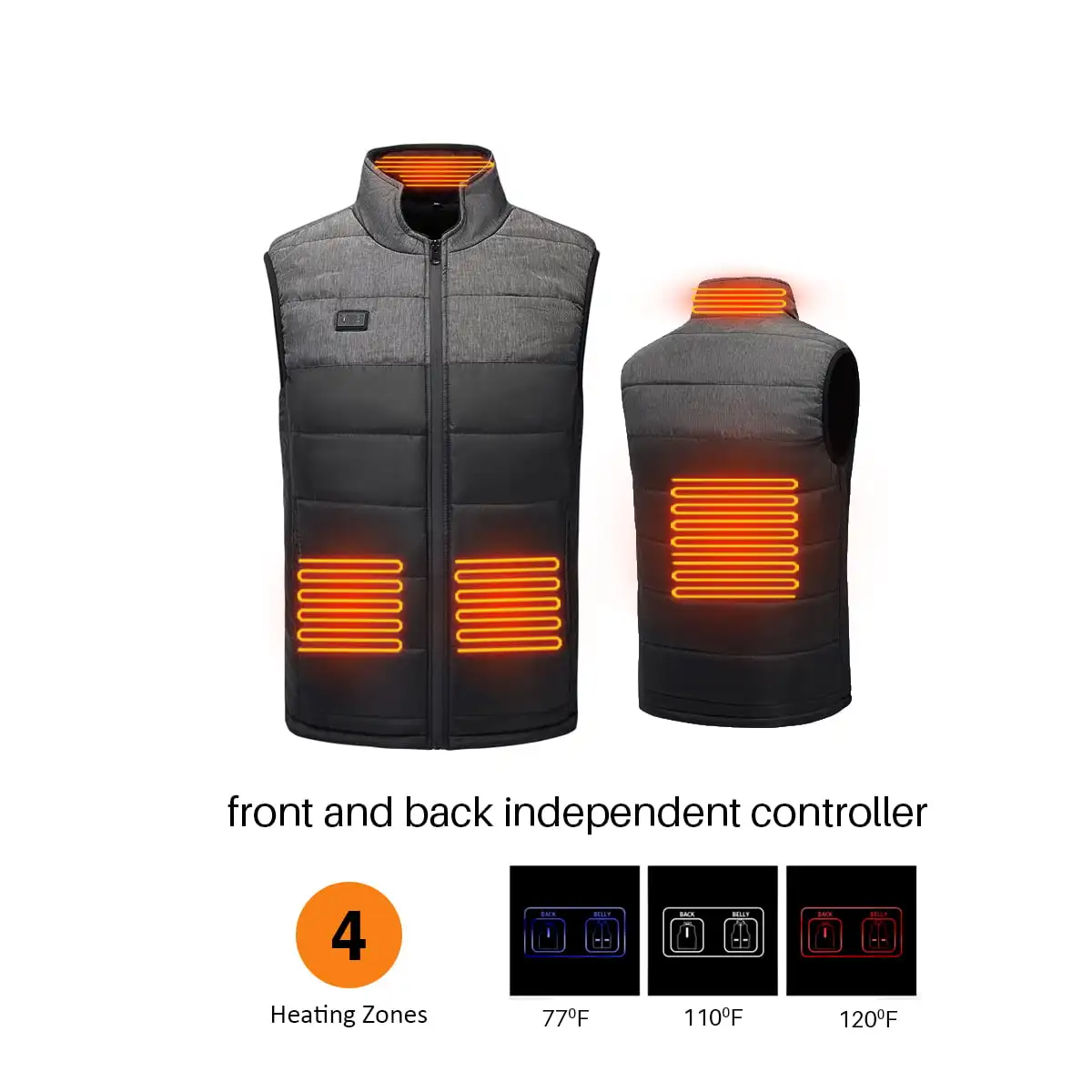

Lightweight Heated Vest Without Battery and 2 Controllers (Large)