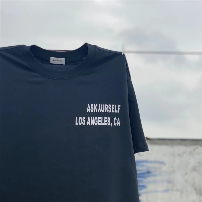2022 ASKYURSELF Los Angeles T shirt Men Women 1:1 High Quality Dog Graphic Tee Vintage Wash Tops Short Sleeve |