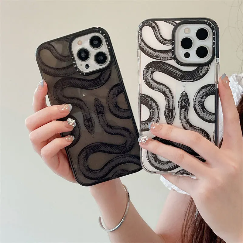 

Cartoon Animal Snake Phone Case For iPhone 11 12 13 14 Pro Max 14 Plus 7 8 Plus X S Max XR Transparent Soft Bumper Back Cover