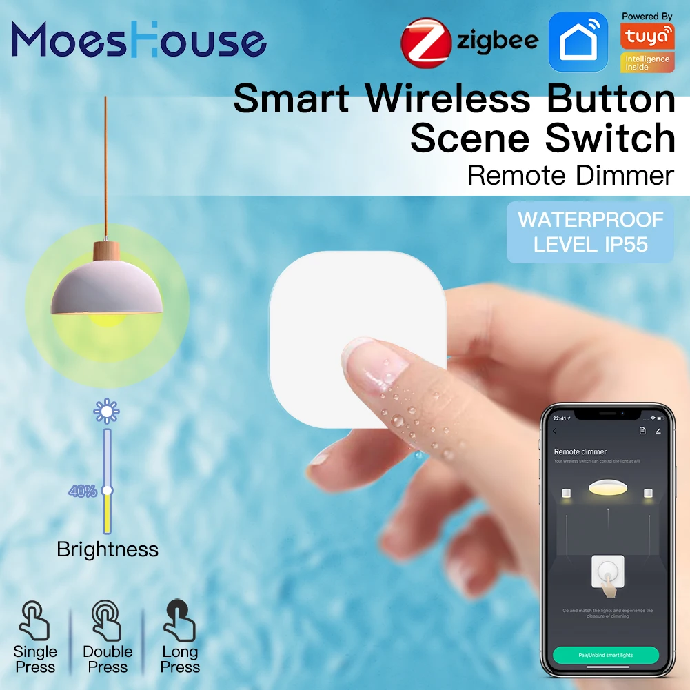 

Moes ZigBee Dimmer Wireless Switch Smart Remote Button Scene Controller Tuya Multi-scene Linkage Automation Waterproof IP55