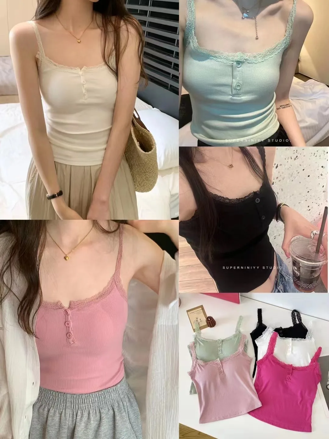 

9062 # summer new style pure cotton elegant embroidery sash lace blouse female design feeling niche lace vest