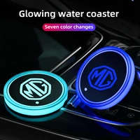 2pcs car logo cup light 7colors water cup coaster holder color atmosphere lights for mg zs gs 5 gundam 350 parts tf gt 6 mg3