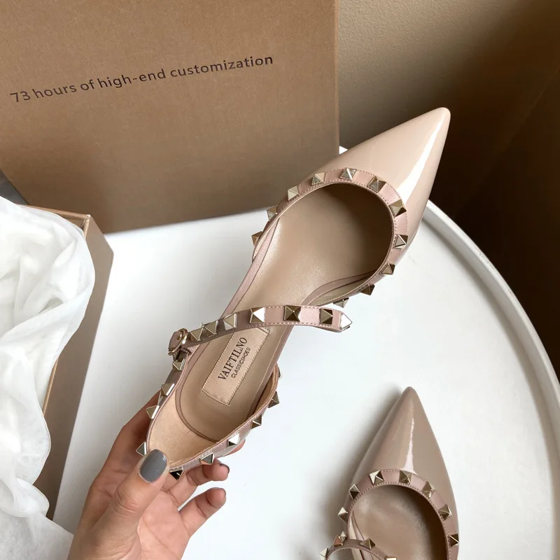 Women's Summer Sandals 2023 With Low Heels Casual Shoes Ankle Strap For Woman High Heels Brand Rivets Elegant Office Pumps Shoes