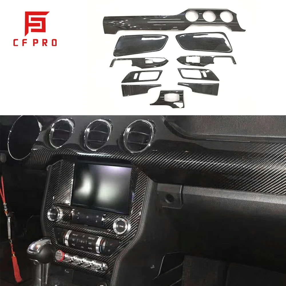 

Carbon Fiber Car Central Control Trim Dashboard Decorations Interior Trims For Ford Mustang Car Interior Decorative Accessories