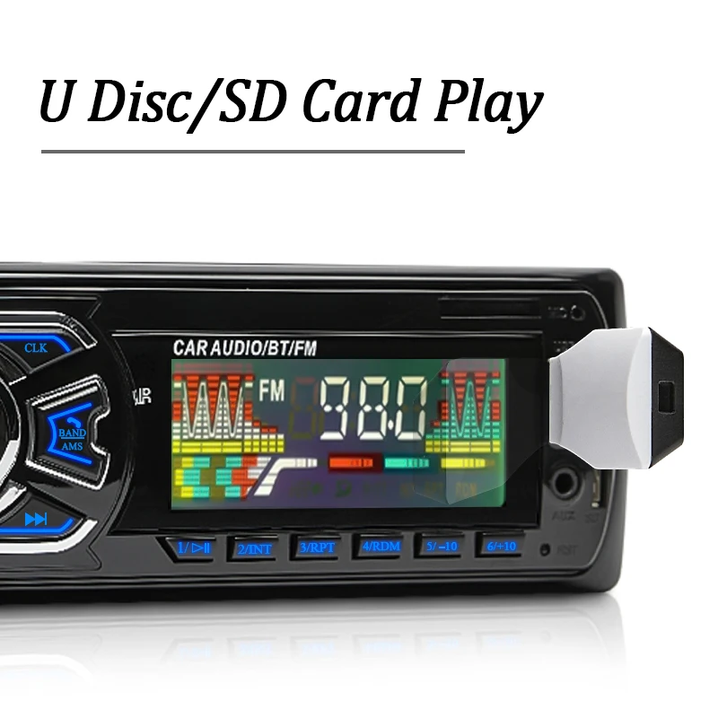 SINOVCLE Car Radio 1din Stereo Receiver Bluetooth Audio MP3 Player FM 12V ISO Port Remote Control AUX/USB/SD Card In Dash Kit |