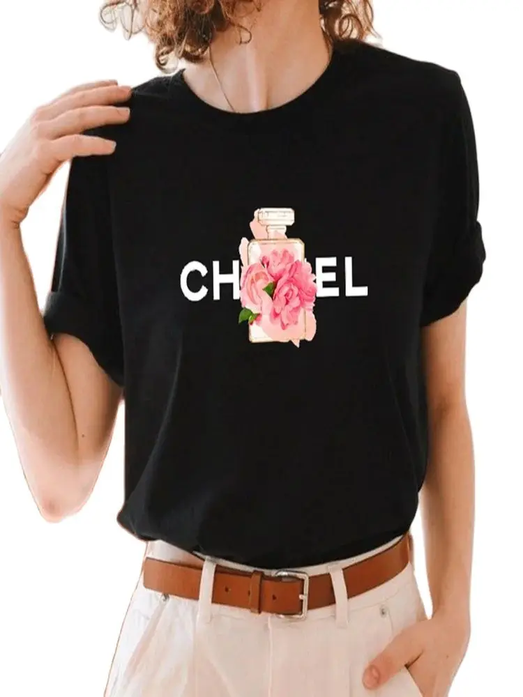 Women's 3D Printed Letter Short Sleeve T-shirt, Round Neck Top, Women's Fashion Street Clothes, T-shirt Gr