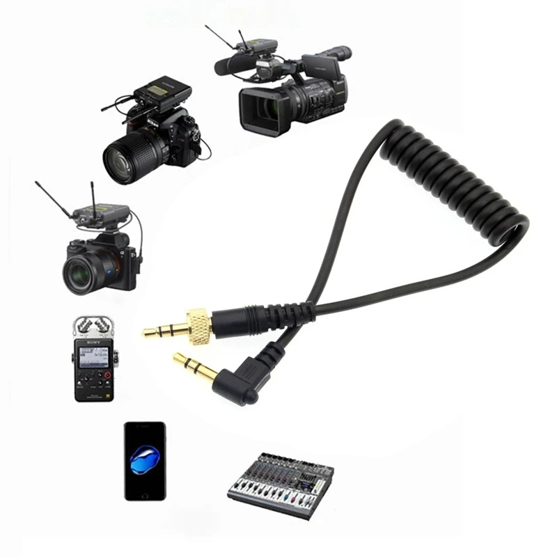 

3.5mm Right Angle to 3.5mm Cable Camera Connect Compatible with Sony D11\D12\V1 Retractable Spring Line Wires
