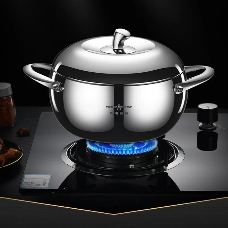 

Кастрюля для приготовления яблок из нержавеющей стали Электромагнитная кастрюля для приготовления на пару Высокая кастрюля для супа большая емкость утолщенная кастрюля с защитой от перелива