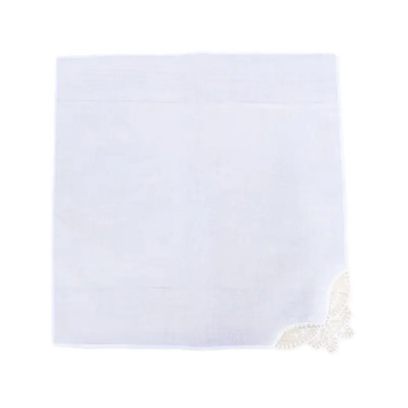 

F42F 28x28cm Women Plain White Square Handkerchiefs Crochet for butterfly Lace Corner