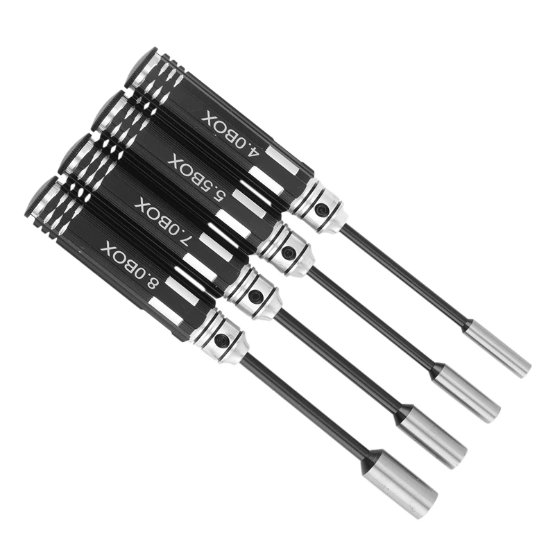 4PCS Hex Driver Flat Head Screw Nut Wrench Repair Tool Kit Socket 4.0 5.5 7.0 8.0 Mm For RC Car Helicopter Tools