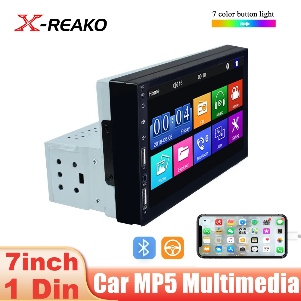X-REAKO 7-дюймовый 1 Din MP5 плеер сенсорный HD емкостный экран для - Цена: 3230.48