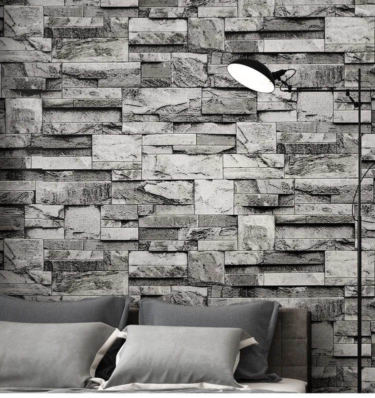 

fashion wallpaper 3 d three-dimensional retro brick wallpaper restaurant clothing store background wall paper black brick