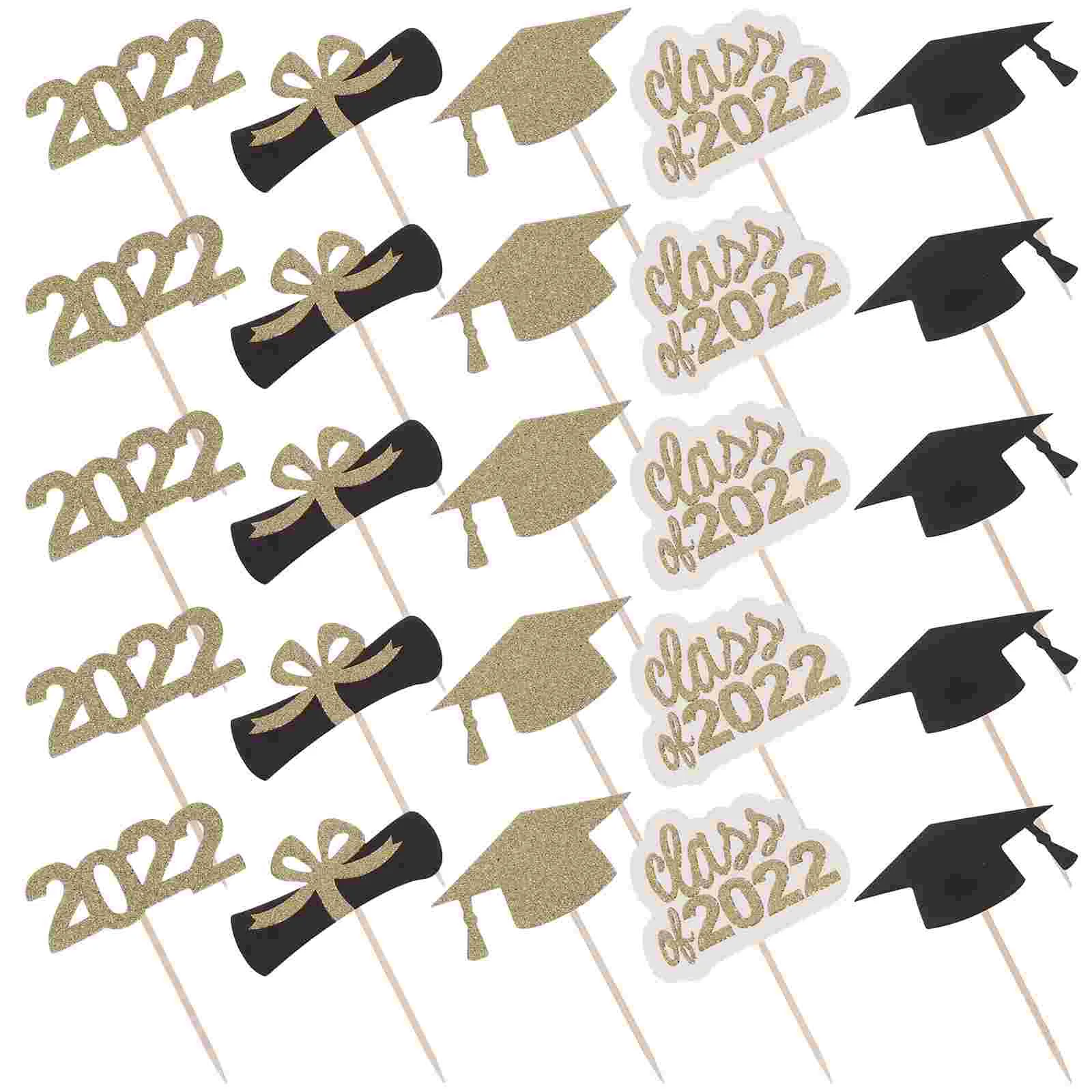 

Mini Cake Insert Graduation Cake Ornament Appetizer Glitter Picks Graduation Dessert Supplies for Prom Home Decor