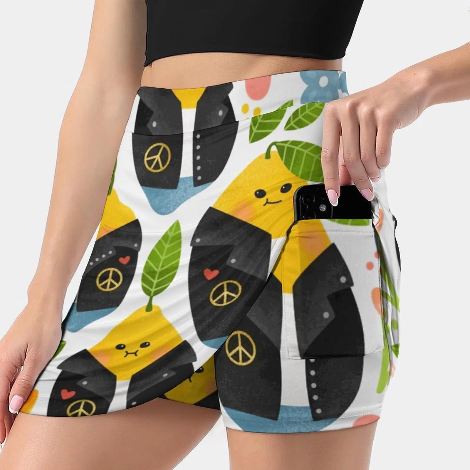 

Женская юбка из лимона и цитрусовых, с карманами