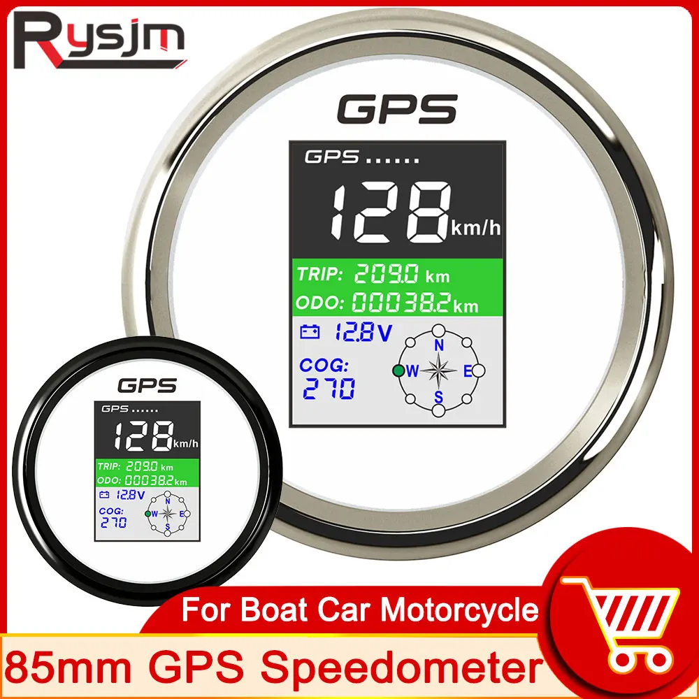 HD 85mm Waterproof TFT Screen Digital GPS Speedometer Gauge MPH Knots Km/h Adjusted GPS Antenna for Boat Car Motorcycle Odometer