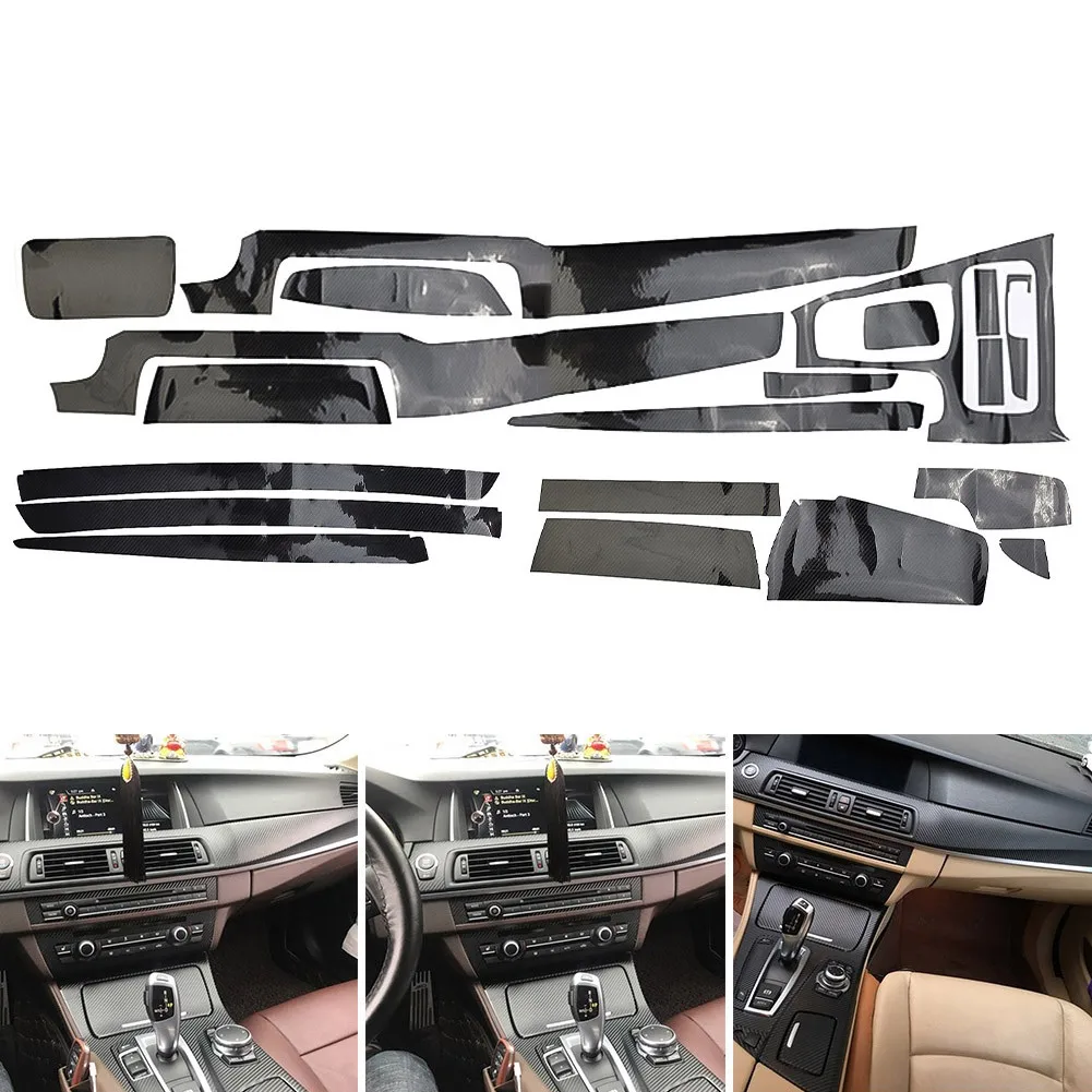 

1set Glossy 5D Carbon Fiber Texture Car Interior Decal For BMW 528Li F10 F18 11-17 Dash Kits Sticker Accessories