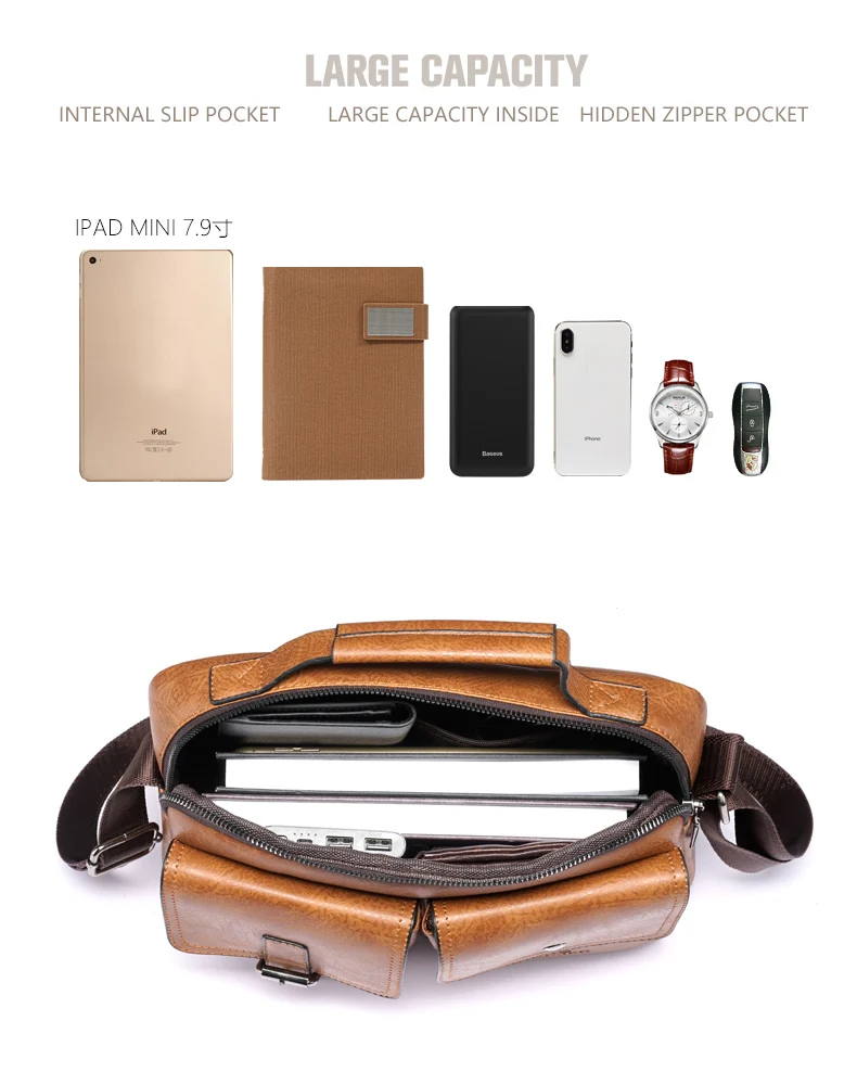 PU Leather Bag Men's Handbag Vintage Messenger Bag Men Shoulder Bags Male Briefcase Bag Casual tote bag Handbags for men  bolsas