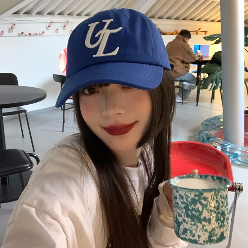 

Klein Blue Hat Blue Baseball Cap Female Korean Ins All-Match Letters Soft Top Embroidery Fashion Peaked Cap Men