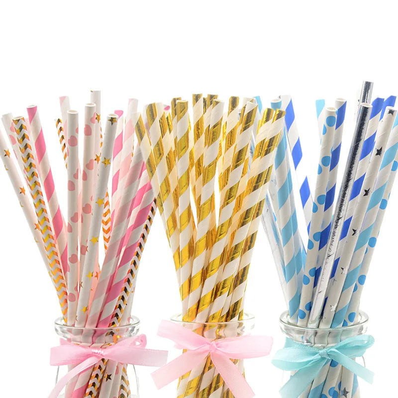 

25Pcs/lot Creative Environmentally Friendly Striped Paper Straws Wedding Birthday Party Disposable Decoration Tableware Supplies