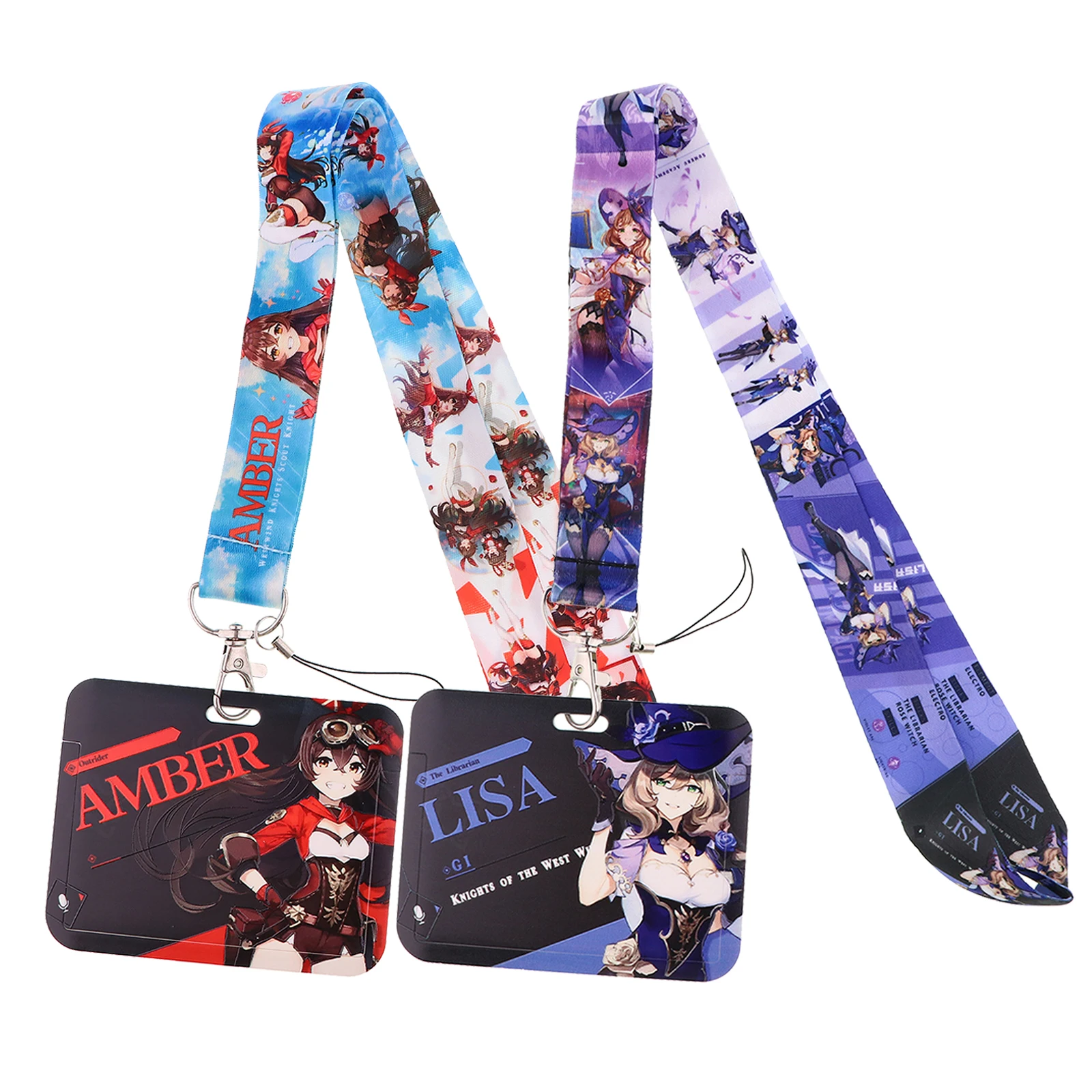 

Genshin Impact Games Horizontal Style Lanyards Keys Chain ID Credit Card Cover Pass Mobile Phone Charm Neck Straps Badge Holder