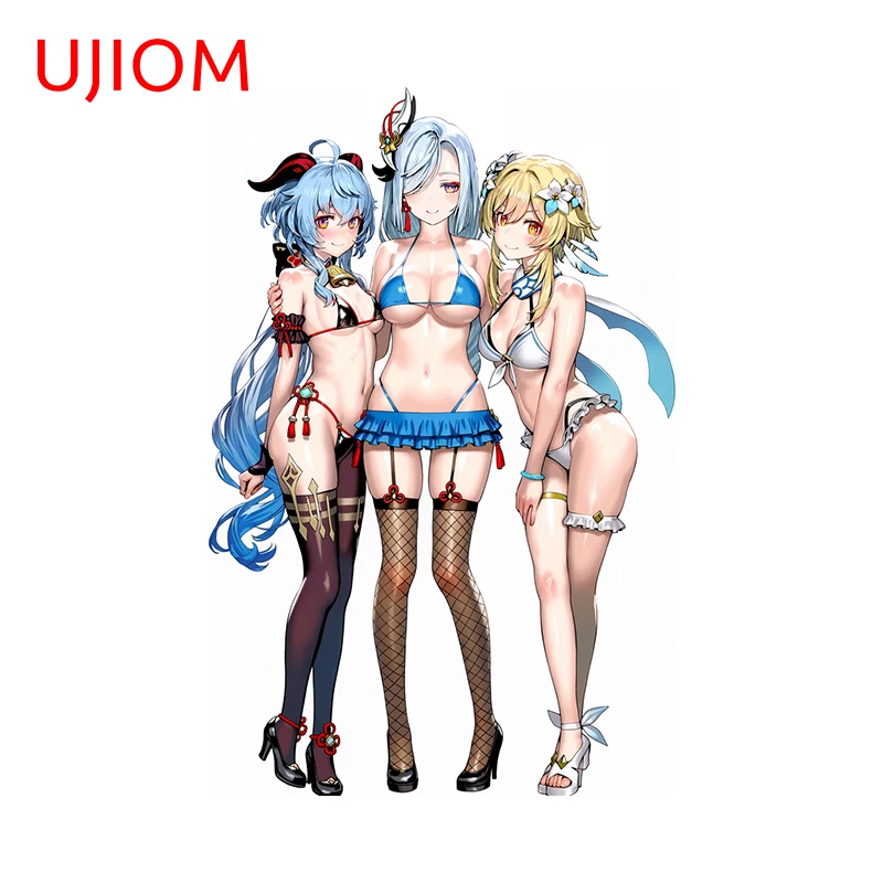 UJIOM 13 см × 8 6 Genshin Impact Ganyu Shenhe Сексуальная Наклейка на стену модные обои наклейка