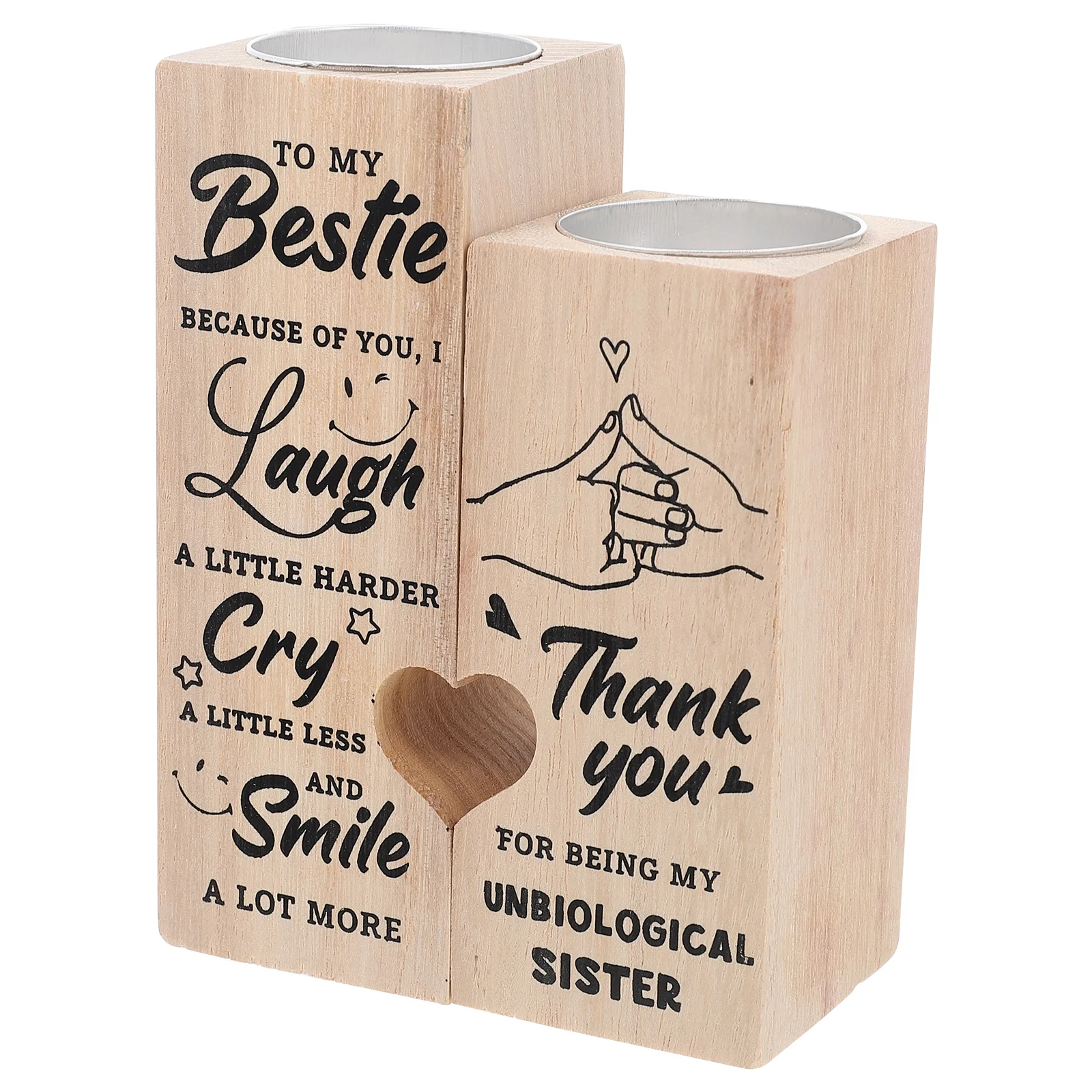 

Holder Wooden Stand Tealight Heart Candlestick Thank You Decorative Bestie Gifts Friend Rustic Wood My Pillar Votive Vintage