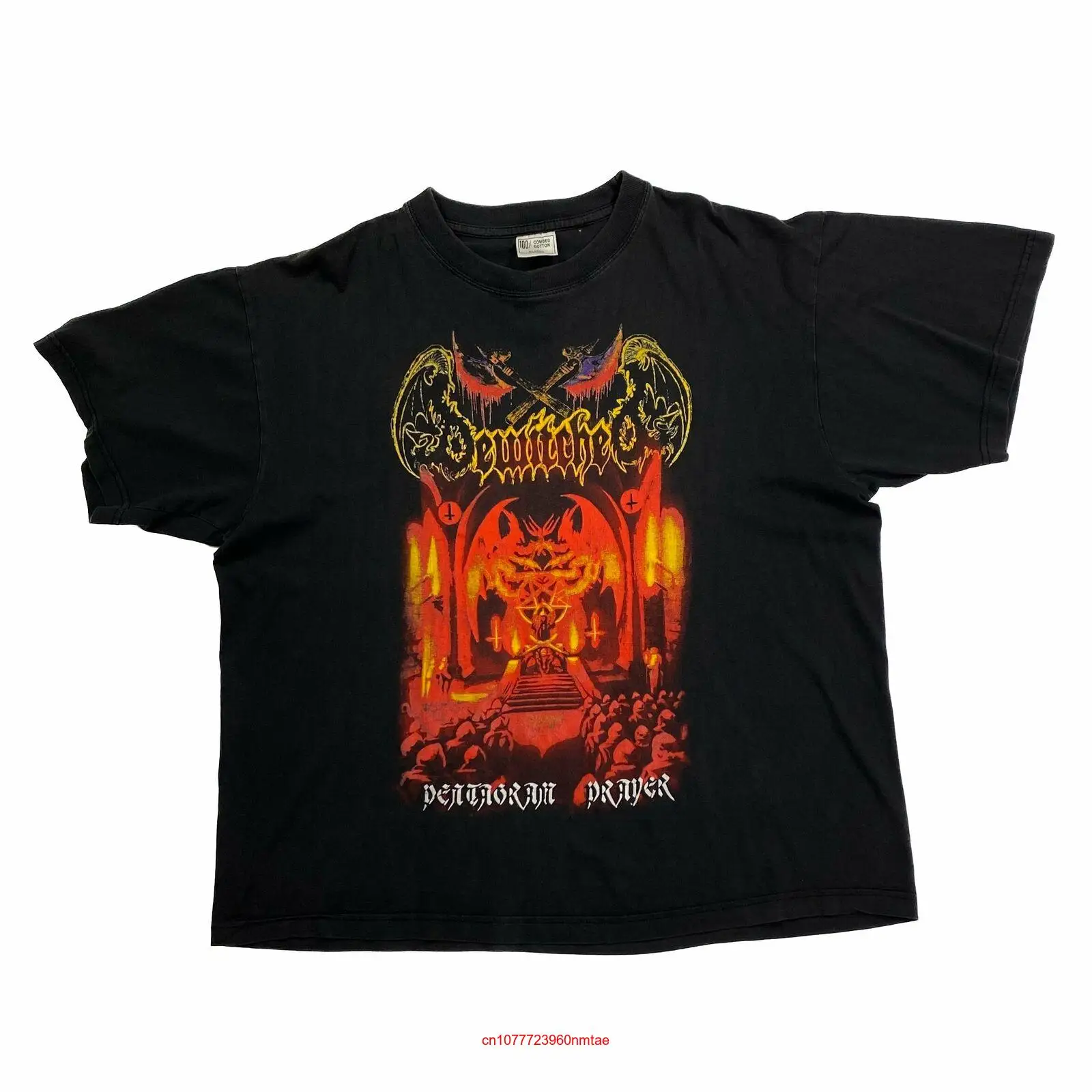 Винтажная Очаровательная футболка с пентаграммой молитва 1997 тяжелый черный