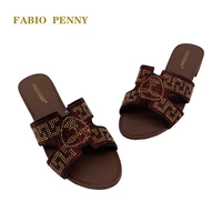 fabio penny italian style new diamond encrusted ladies summer slippers for party ladies