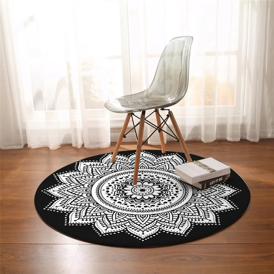 

Mandala Round Floor Carpet Bohemian Anti-slip Area Rugs Mat Bedroom Floral Lotus Decorative Tapete For Living Room