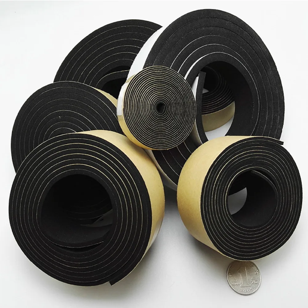 

EPDM Neoprene Self-adhesive Tape Insulation Gasket Door Window Seals Cushion 2 5mm 10mm x 10 15 20 25mm 30mm 40mm 50mm 2m Black