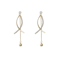 korean style sense of design sterling silver needle rhinestone cross earrings internet celebrity ins long tassel earrings