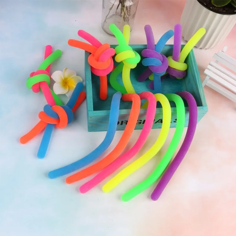 

10pc Gags Practical Jokes Vent Toy Decompression Vent Rope TPR Elastic Rope Decompression Soft Noodles Funny Gift Anti Stress