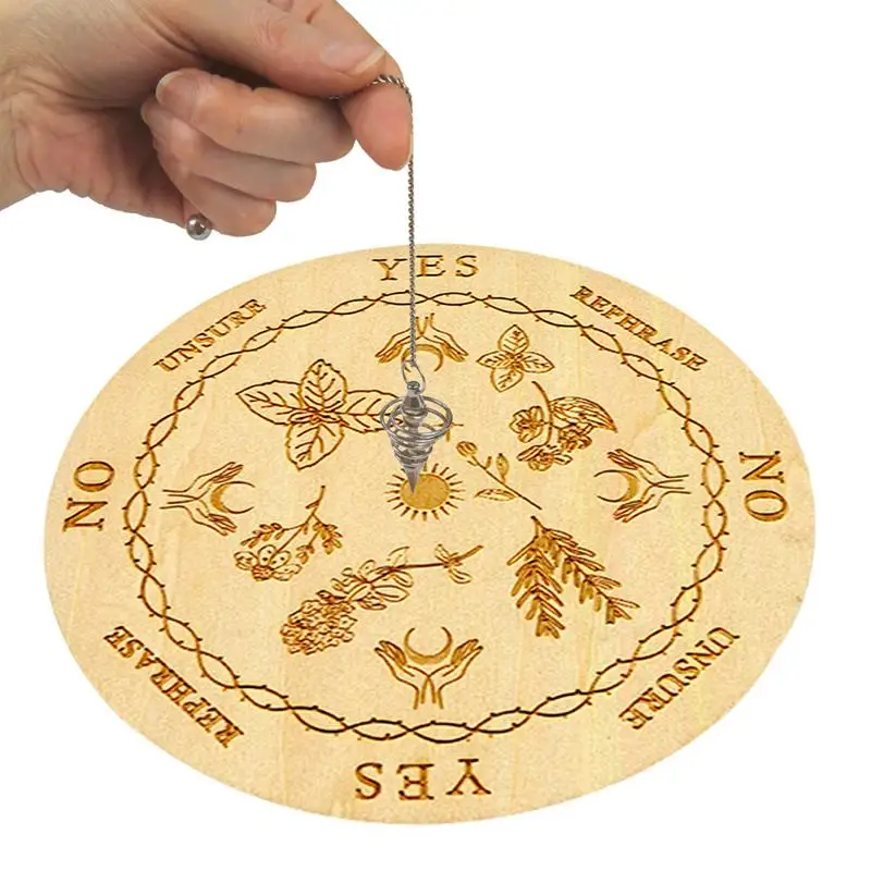 

Pendulum Board For Divination Wooden Pendulum Board Metaphysical Message Board Kit Round Shape Magic Pendulum Board