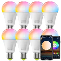 8 Pack  Smart Light Bulbs, Dimmable RGBWW Color Changing Light Bulbs, Work with Alexa & Google Assistant, No Hub Required RGB