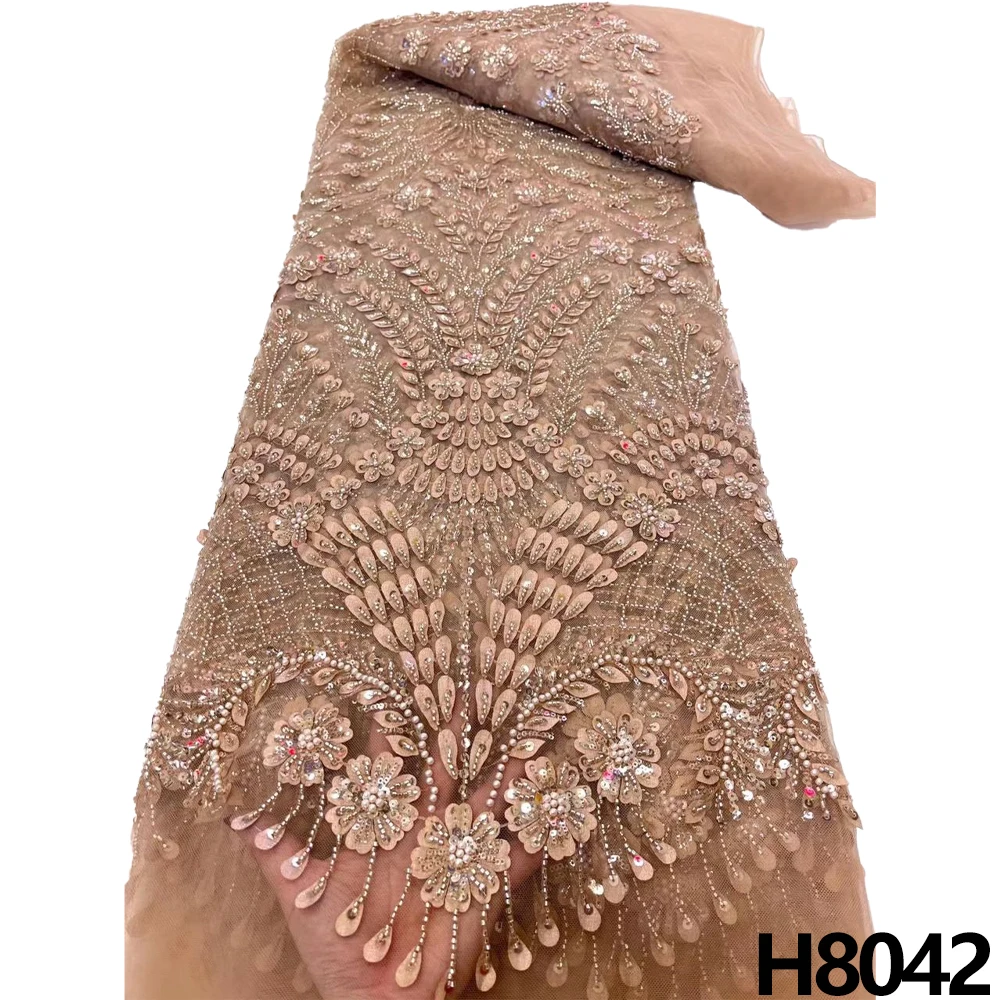 

3D Flowers In blue French Lace Fabric 2023 High Quality Lace Net African Lace Fabric With Beads Lace Fabrics For Wedding