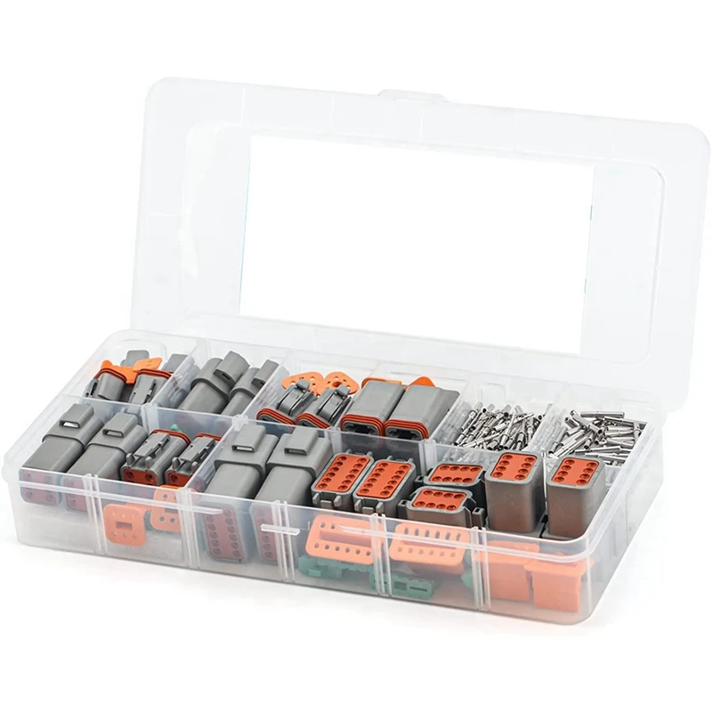 

376PCS Deutsch DT Gray Connector Kit With 16 Solid Contacts In 2,3,4,6,8 And 12 Pin Configurations,Automotive Connectors