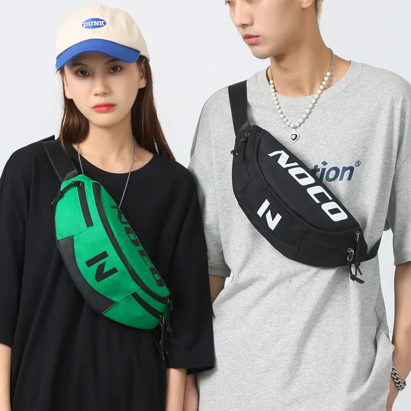 

Women's Chest Bags Large Canvas Men Shoulder Waist Bag for Phone 2022 Crossbody Belly Bag Hip Sack Fashion Students Handbags