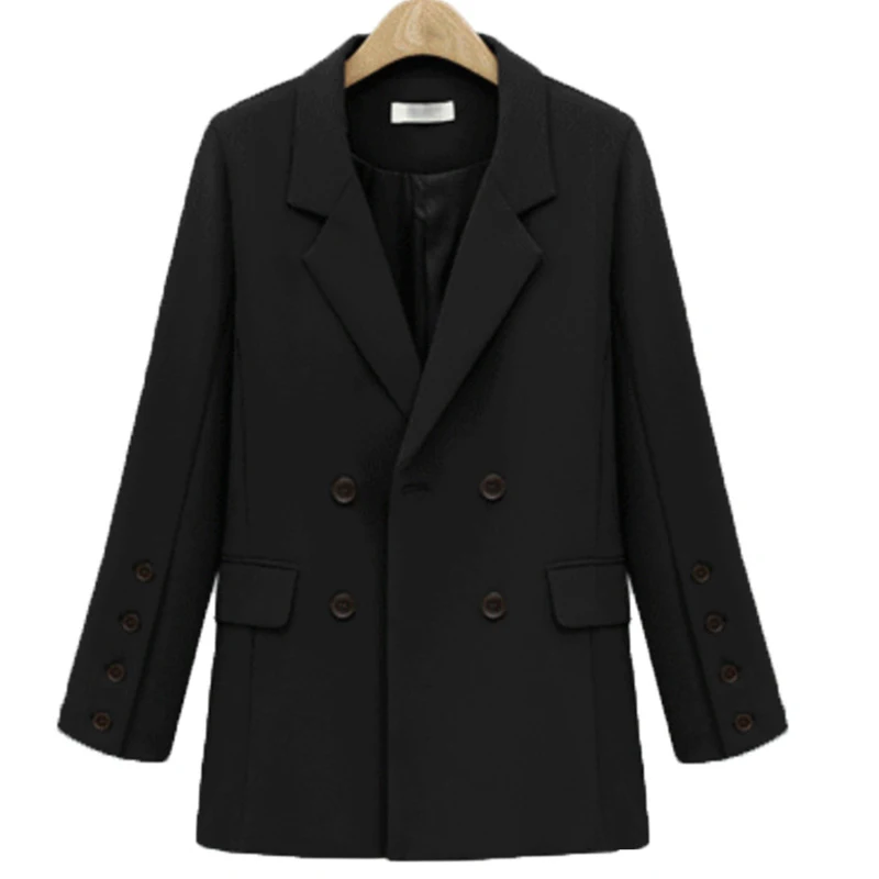 Autumn and Winter Casual Blazer Solid Color new Ladies Loose Loose Mid-length Women's Double-breasted Oversized Blazer Women