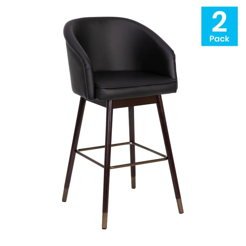 

Flash Furniture Margo 30"H Square Mid Back Barstool, Black/Walnut (Set of 2)