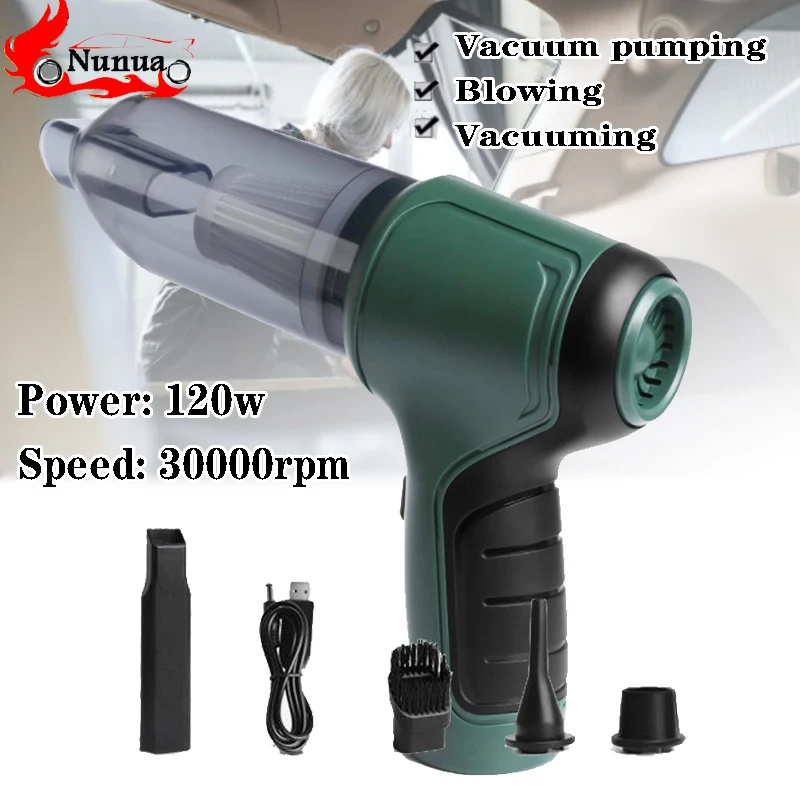 

Car Vacuum Cleaner 3 In 1 Cordless Portable Air Blower Handheld Air Duster Mini 9000Pa Wireless 5000mAh Cyclonic Suction Home