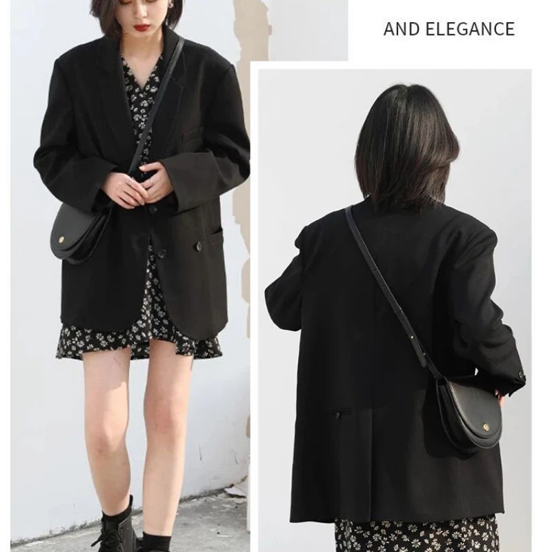 Luxury Chic Long Sleeve Black Blazer Women White Blazer Double-buttoned Jacket Office Ladies Korean Fashion Spring Autumn Coat