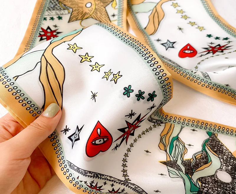 Шелковый шарф на весну и лето модный декоративный с полоской Таро повязка голову