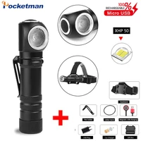 multifunctional xhp50 led flashlight magnetic tail work light rechargeable flashlights portable torch can be used as a headlamp