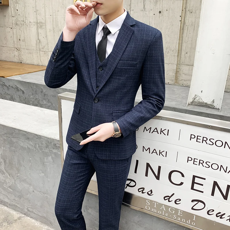 DYB&ZACQ Men's Suit Business Casual Suit Men's Wedding Groom Best Man Group Dress Self-slimming Professional Dress Coat