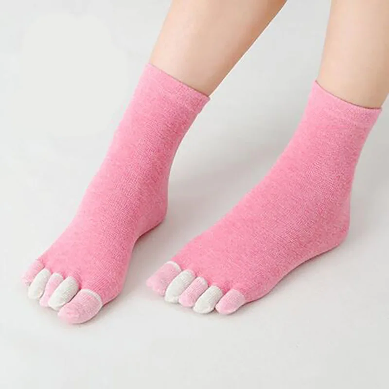 Women's Autumn Five Finger Middle Tube Socks Simple Soft Casual Breathable Toe Separated Cotton Hosiery Japanese Kawaii Socks