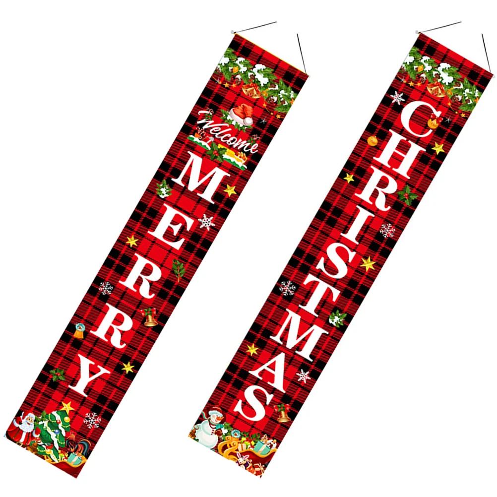 

Christmas Couplets Household Door Porch Merry Sign Outdoor Banner Front Decor Polyester Decoration Cartoon