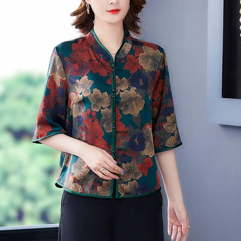 

2022 traditional chinese clothes women chiffon blouse shirt vintage blouse female hanfu cheongsam tops chinese qipao tang suit